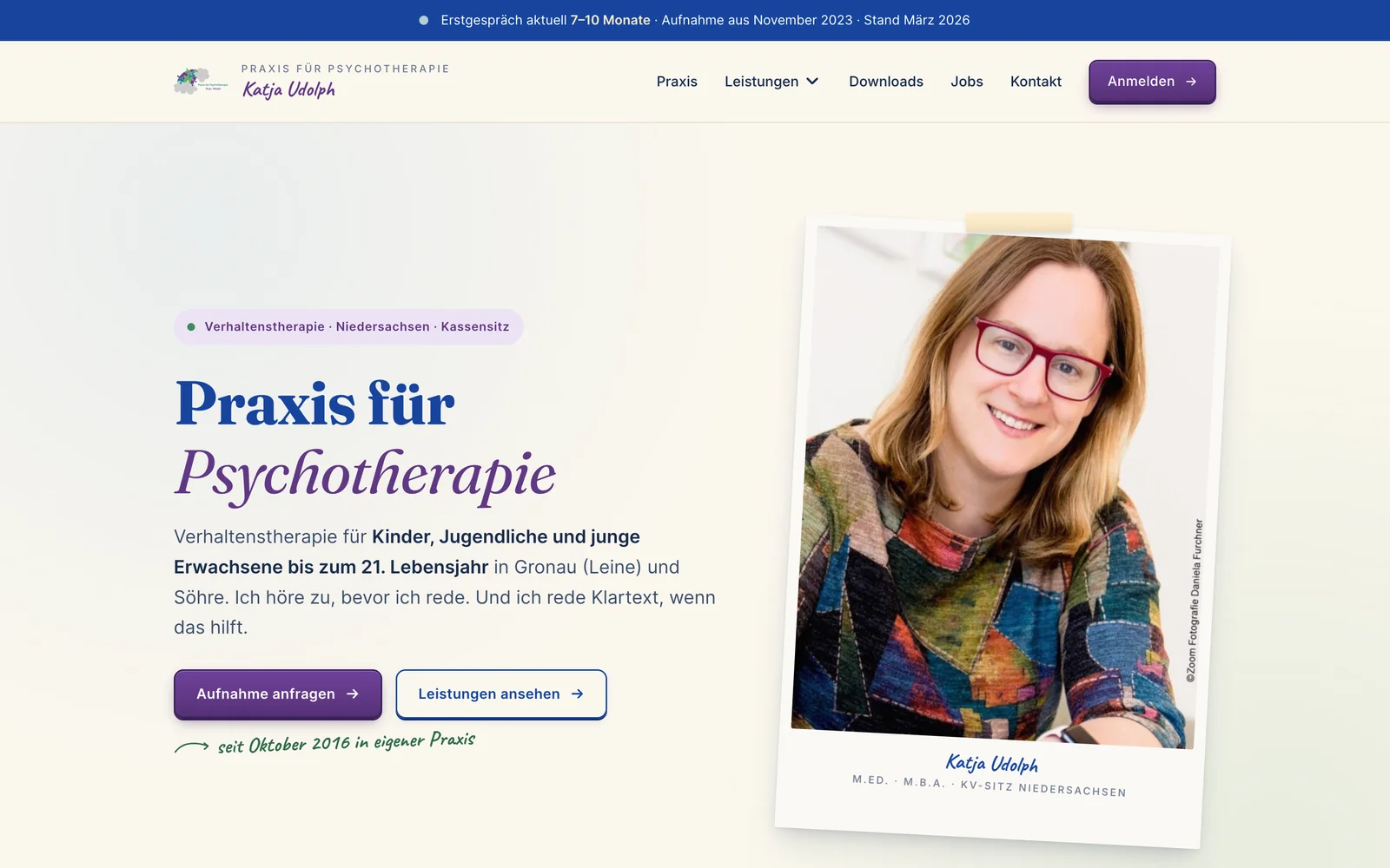 Website von Praxis Udolph